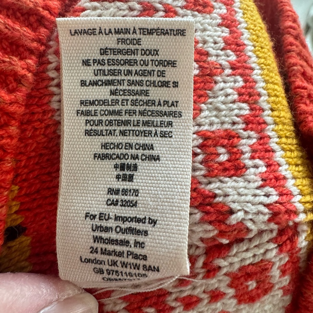 Free People Fair Isle Cropped Crew Neck Sweater Vest Orange Size XS Xsmall - Picture 5 of 5
